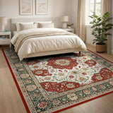 Traditional Persian Red Floral Persian Medallion Area Rug