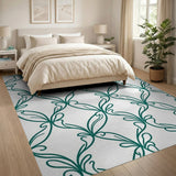 Teal Swirling Vine Lattice Area Rug
