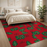 Holly Berry Festive Red Pattern Area Rug