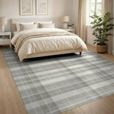 Grey Rustic Farmhouse Grey Plaid Check Area Rug