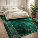 Emerald Green Gold Vein Marble Area Rug