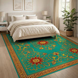 Multi-color and Patterns Ornate Teal Persian Floral Area Rug