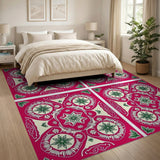 Vibrant Pink Persian Star Floral Area Rug