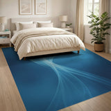 Blue and Teal Fluid Blue Wave Abstract Area Rug