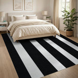 Bold Black White Vertical Stripe Geometric Modern Area Rug