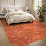 Vibrant Orange Swirl Area Rug