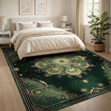Green Peacock Mandala Area Rug