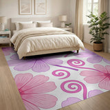 Whimsical Pink Purple Floral Area Rug