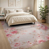Pink Floral Vintage Blush Peony Floral Vintage Area Rug