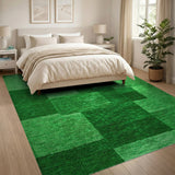 Green Shag Patchwork Geometric Rug