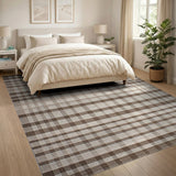 Brown and Tan Plaid Brown Tan Plaid Woven Area Rug