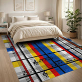 Vibrant Plaid Music Notes Area Rug