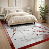 Cherry Blossom Red Sun Area Rug
