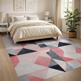 Bold Red Geometric Triangle Area Rug