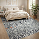 Abstract Typographic Grey Area Rug