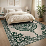 Traditional Persian Intricate Green Mandala Persian Area Rug