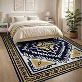 Navy Gold Southwestern Geometric Area Rug