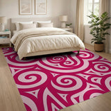 Pink Swirling Tribal Area Rug