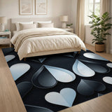 3D Black White Hearts Spades Geometric Rug
