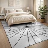 Spider Web Geometric Area Rug - Black White