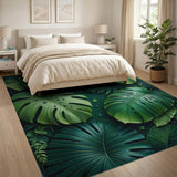 Boho Chic Lush Monstera Leaves Green Area Rug