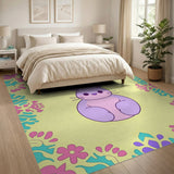 Cute Purple Bunny Kids Cartoon Area Rug