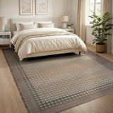 Beige Geometric Circles Area Rug