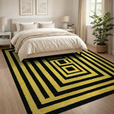 Gold Geometric Labyrinth Area Rug