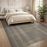 Distressed Brown Tan Striped Woven Area Rug