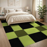 Lime Green Black Plaid Checkered Area Rug