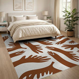 Abstract Tan Hands Pattern Area Rug