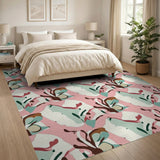 Pink Teal Abstract Coral Reef Area Rug