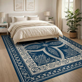 Navy Blue Ornate Persian Medallion Rug