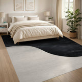 Black White Wavy Abstract Area Rug
