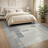 Modern Grid Abstract Grey Area Rug
