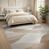 Abstract Area Abstract Wave Beige Area Rug