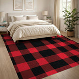 Plaid Red Classic Red Black Buffalo Plaid Area Rug