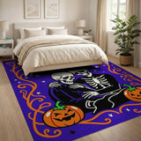 Romantic Skeletons Halloween Pumpkin Area Rug