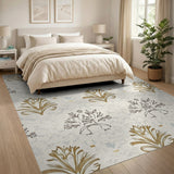 Elegant Gold Floral Ivory Area Rug
