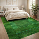 Lush Green Grass Geometric Area Rug