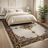 Traditional Persian Ornate Gold Floral Frame Area Rug