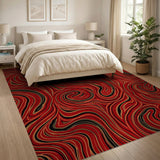 Vibrant Red Swirl Abstract Abstract Area Area Rug