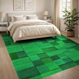 Verdant Green Patchwork Geometric Area Rug
