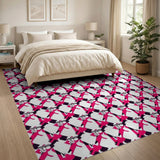 Bold Pink Black Geometric Modern Area Rug