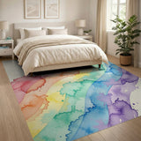 Fluid Rainbow Watercolor Area Rug