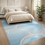 Dreamy Watercolor Clouds Blue Area Rug