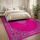 Pink Ornate Floral Sunburst Area Rug