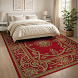 Opulent Red Gold Persian Medallion Rug