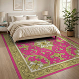 Opulent Pink Gold Baroque Area Rug