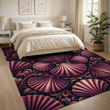 Ornate Pink Seashell Art Nouveau Area Rug